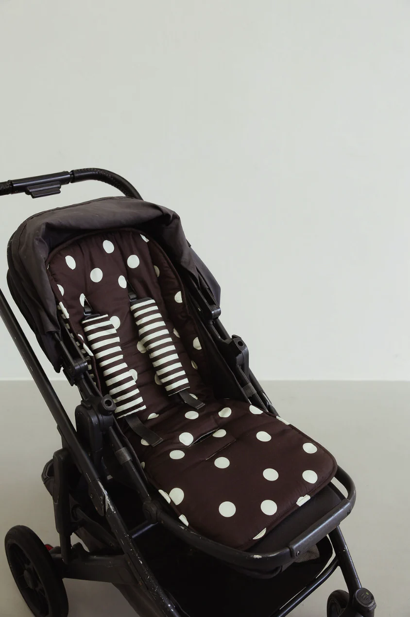 Pram liner - chocolate polka/stripe - Image 3