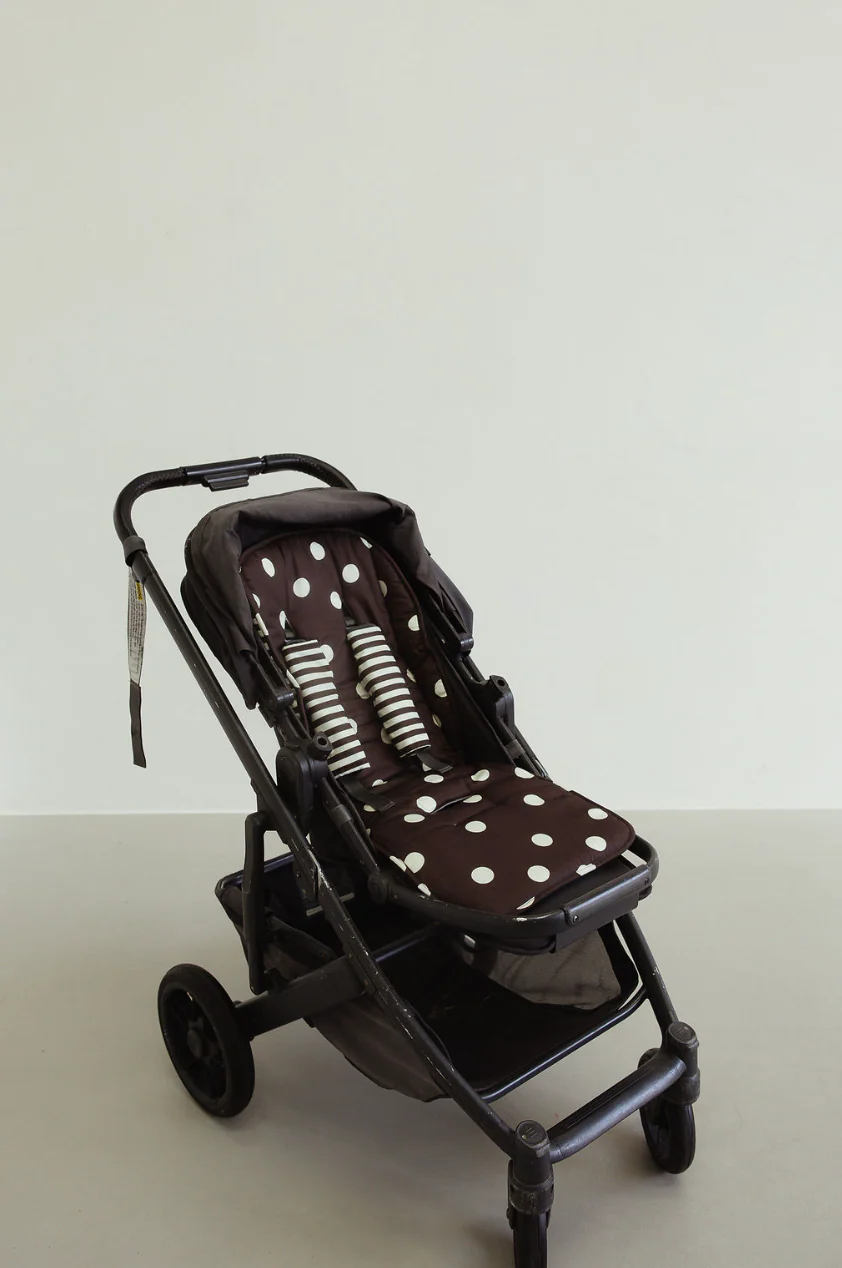 Pram liner - chocolate polka/stripe - Image 4