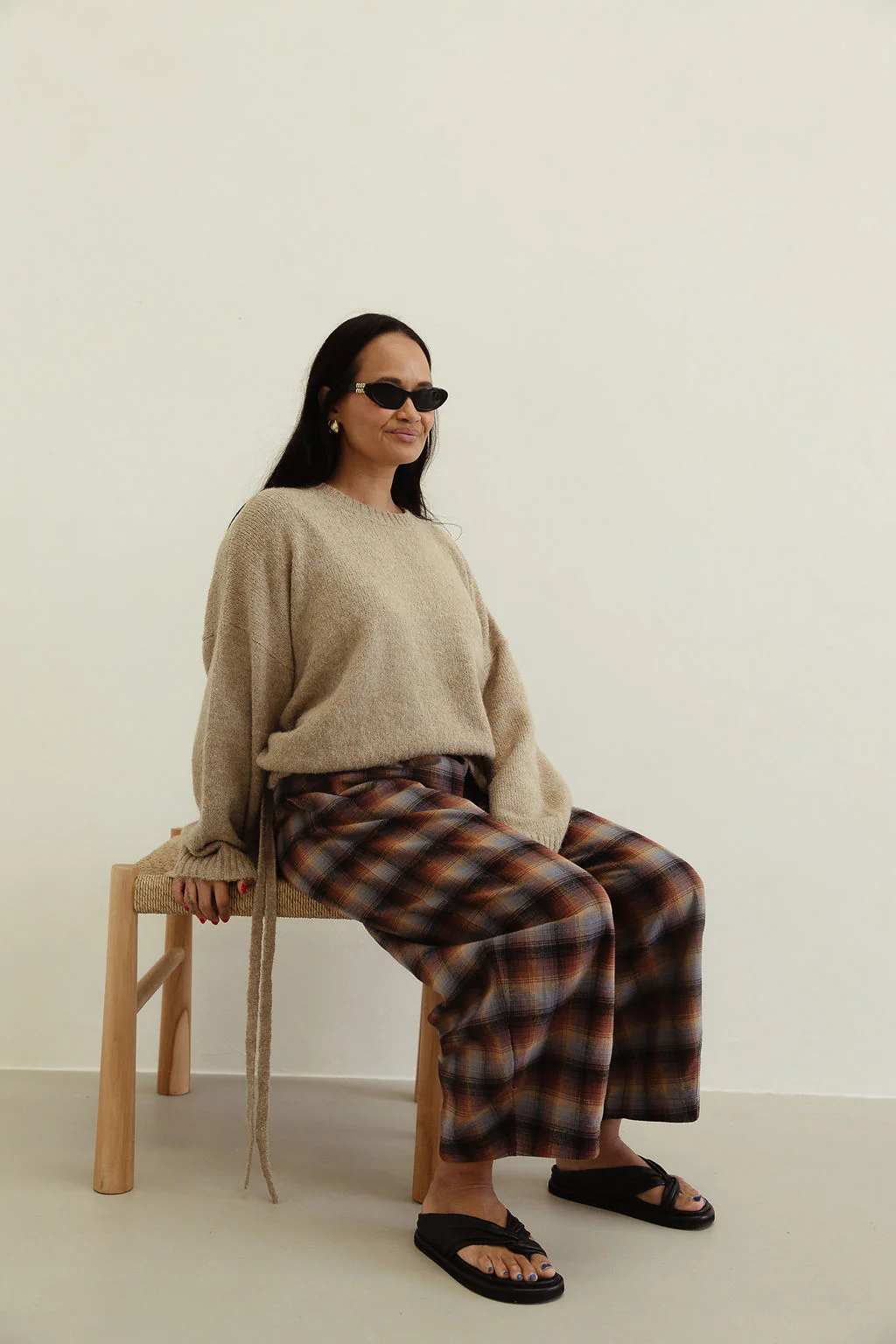 *pre-order* Vali check pant - brown/blue check - Image 3